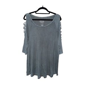 Torrid Super Soft Knit Strappy Sleeve Top - Olive Green - Size L